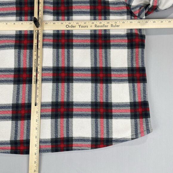 Sage Collective Plaid Shacket Womens XL White Red Blue Sherpa Lined Classic Gorp - Picture 10 of 16